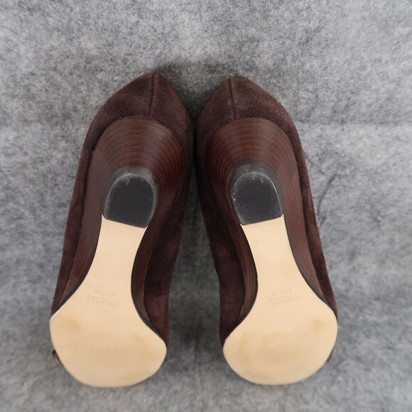 Michael Kors Shoes Women 8.5 Wedge Pump Leather Fashion Ballet Flat Brown Buckle - Picture 12 of 14